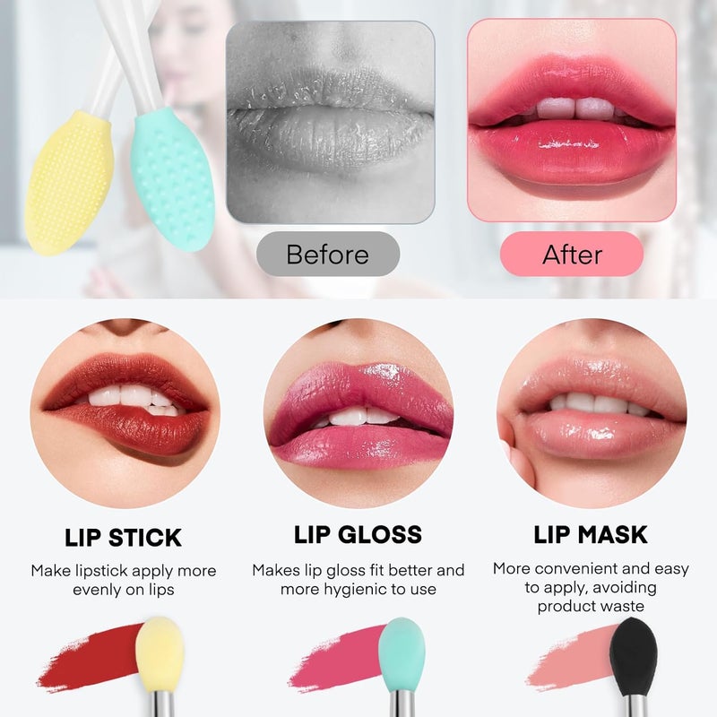Unaone Lip Scrub Brush - 3 PCS Dual-ended Lip Scrubber Exfoliator and Silicone Lip Brush, 2-in-1 Silicone Lip Scrub Tool Lip Mask Applicator, Gentle Exfoliator & Applicator for Soft - Image 4